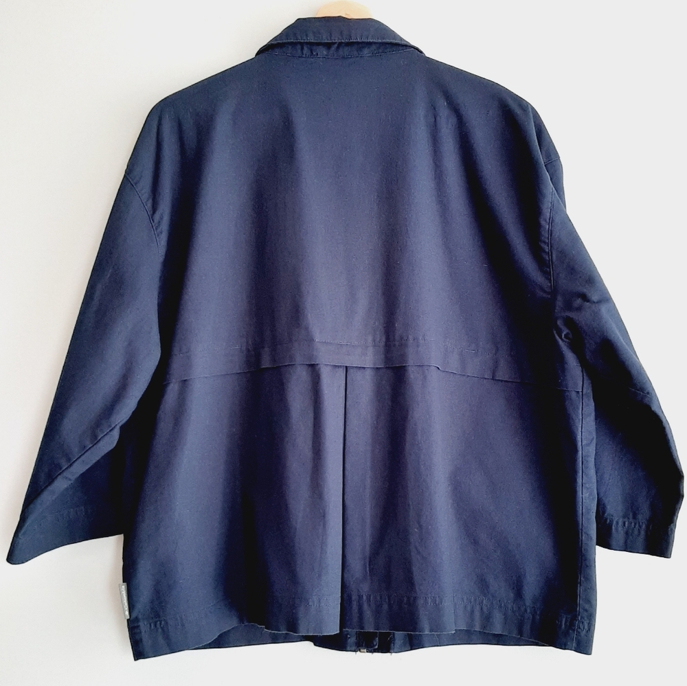 COLUMBIA 100% Organic Cotton Canvas Utility Jacket Zip-Up Navy Blue Women's Sz M - Picture 8 of 14